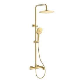 High performance customized Hotel bathroom Three Functions Copper shower faucets thermostatic wall mounted Hight Pressure Waterfall Rainfall shower set