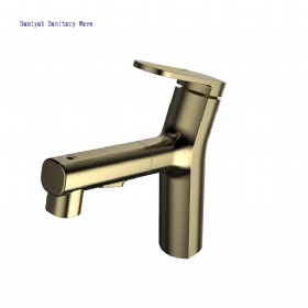 New Style Bathroom Rotatable Single Handle Pull Out Hot And Cold Spray Basin Sink Faucet Deck Mounted Sink Faucets