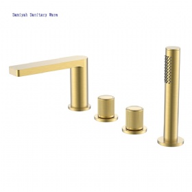 China Quality Bathroom Deck Mounted Bathroom Basin Faucet Delicate Design Water Tap Bathroom Faucet with Simple Beauty Rotatable 4 hole basin faucet  with CE certificate