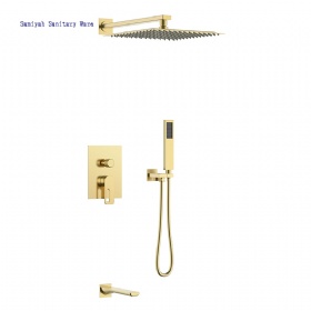 Unique Design Waterfall Series Single Handle  In-wall Bathtub Mixer Durable Faucet Set Large Ceiling Shower Head with Copper lower water outlet