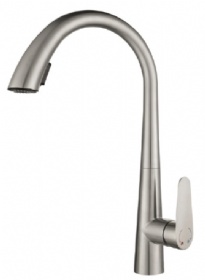 Pull Down Kitchen Faucet With Front Lever