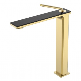 Modern Square Tall brass Body Basin Bathroom Water Sink Flat  Tap Mixer Single Lever Wash Basin Faucet