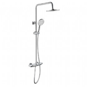 Factories New Arriving  Thermostatic Wall Mounted Rain Rainfall Shower Faucet And Full Set With Bathtub Mixers with large round shower head For Bathroom