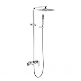 OEM service Lead-free Rainfall Bathroom Shower Faucet Exposed Pipe cold and hot  Shower System With Hand Shower Square Swivel Rain Shower Set