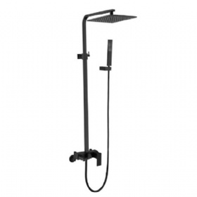 OEM service Lead-free Rainfall Bathroom Shower Faucet Exposed Pipe cold and hot  Shower System With Hand Shower Square Swivel Rain Shower Set