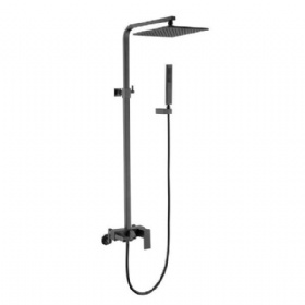 OEM service Lead-free Rainfall Bathroom Shower Faucet Exposed Pipe cold and hot  Shower System With Hand Shower Square Swivel Rain Shower Set