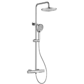 Thermostatic Bathroom Shower Hot And Cold Shower Mixer In Wall Mounted Rain Exposed Round Shower Head Set with Platform 3 Functions  Hand Bath Shower Set