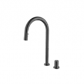 Chinese Manufacturer Nice Quality Kitchen Tap Deck Mounted Pull Out Kitchen Faucet Single Handle 2 Holes Spray high bend pipe rotary Kitchen Faucet