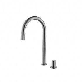 Chinese Manufacturer Nice Quality Kitchen Tap Deck Mounted Pull Out Kitchen Faucet Single Handle 2 Holes Spray high bend pipe rotary Kitchen Faucet