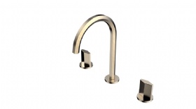 Bruce Series Luxury Gold Bathroom Sink Faucet 2 Handles 3 Holes Lavatory Basin Waterfall Mixer Tap