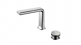 Factory Supplier Unique Brass 2 Holes Deck Mounted Cold and Hot Water Push Button Basin Sink Faucet Bathroom Concealed Water Saving Faucet