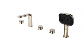 Unique Design Hot Cold Water Bath Tub Mixer Freestanding Faucet 5 Hole Deck Mounted Hand Shower Brass Bathtub Faucet Set whirlpool waterfall faucet for bathroom